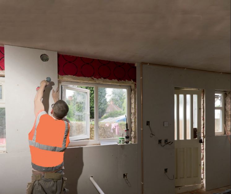 installing insulated plaster board
