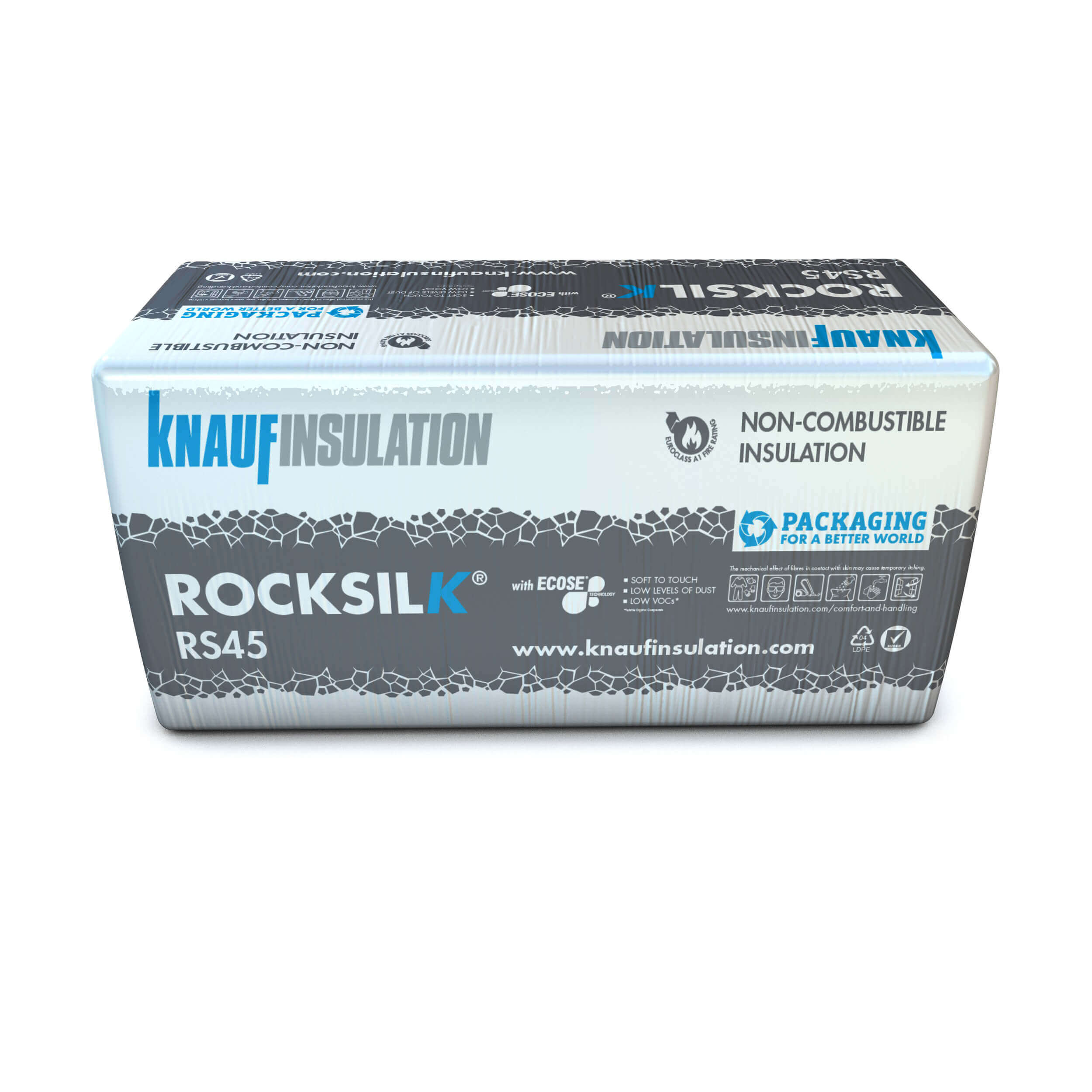Knauf RS45 Insulation - Mineral Wool Acoustic And Thermal Insulation - Knauf Rocksilk Insulation - 1200 x 600mm